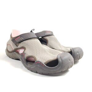 Crocs Mens Outdoor Sandals Size M13 Brown Mesh & Rubber Durable & Comfortable